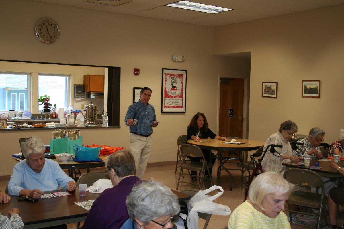 Jeff  Stearns from Fallon Health Navicare calling the Bingo Numbers