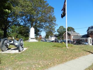 Cannon, Flag & Monument on the green