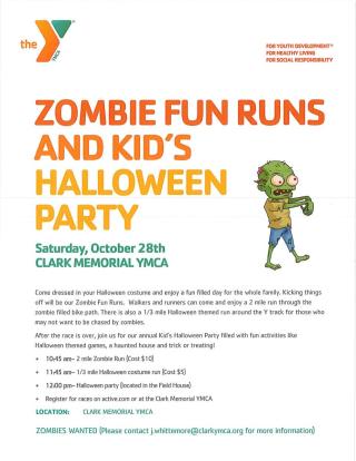 Zombie Fun Run Poster October 28, 2017 11:00am