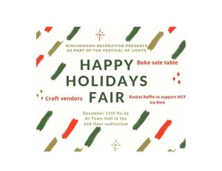 Happy Holiday Craft Fair Flyer, Craft vendors, Basket Raffle, Bake Sale 