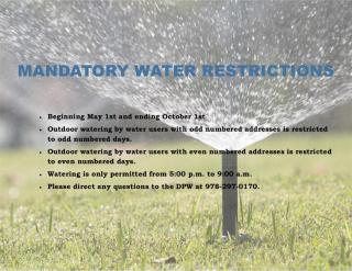 An image of the following text, in black font, in front of a sprinkler that is spraying water on green grass
