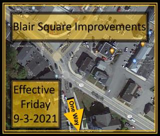 A graphic showing an overview of Blair Square and where traffic will need to travel. 