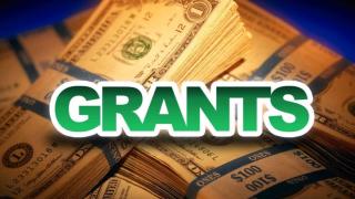 In bold green text, "GRANTS" over a background of dollar bills