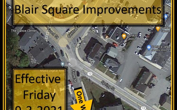 A graphic showing an overview of Blair Square and where traffic will need to travel. 