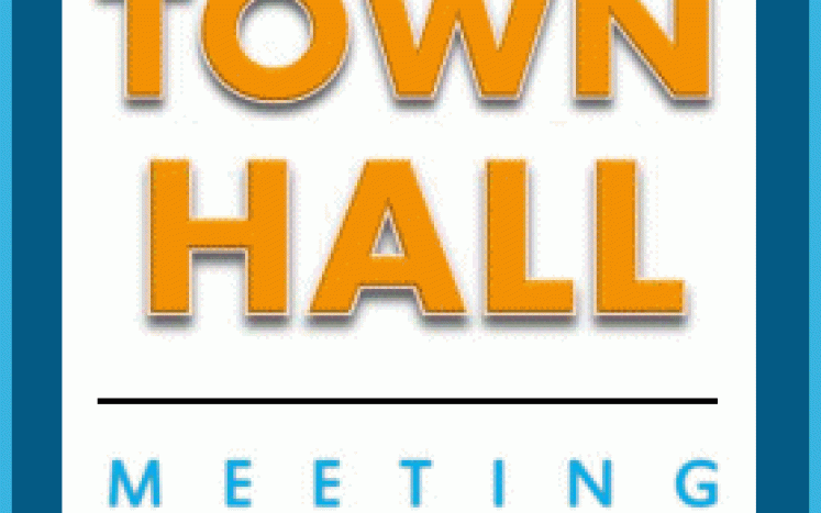 Picture of sign for Town Hall Meeting